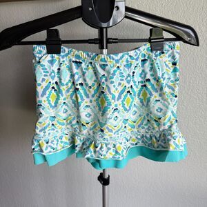 Title Nine Ruffle Swim Skirt Beach Resort Bright Lime Teal Aqua Women's Size M